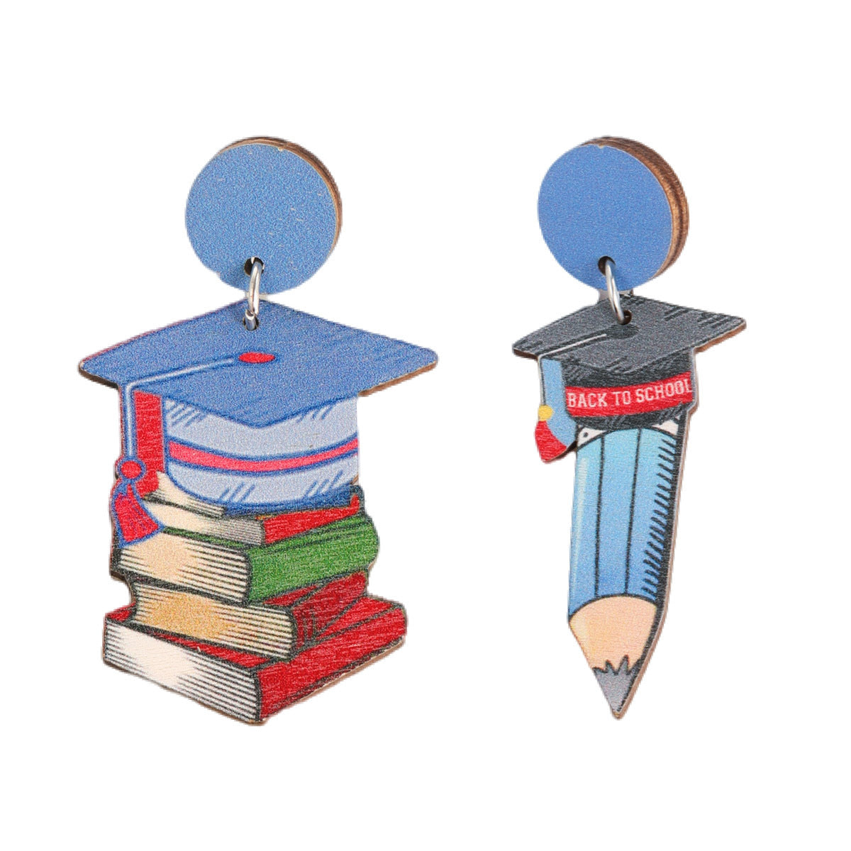 Libro de texto del lápiz de la gorra de doctor al por mayor Decoración colgante de pendientes de madera